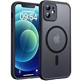TOCOL for iPhone 12 Case, Compatible with Magsafe, Full Camera Protection, Built-in Magnetic Ring, Translucent Matte Phone Case for iPhone 12 6.1 inch (Black)