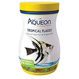 Aqueon Natural Tropical Fish Food Flakes, 7.12 Oz | Floating fish food for surface feeding, guppy fish food with vitamins and minerals, won't cloud water