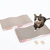 SIDAZON Cat Scratching Board cat Scratcher Cat Scratch Pad Cardboard cat scratchers for Indoor Cats Reversible Large Wide Corrugated with Catnip(2pcs)