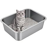 Idymere Stainless Steel High Sided Cat Litter Box