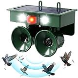 2026 Solar Bird Repellent Devices Outdoor with Dual Speakers,Pigeon Deterrent for Balcony Patio Pool Garden Fruit Trees Orchard,Motion Sensor Flash Light Bird Scare Device for House Porch Rooftop