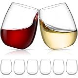 Unbreakable Tritan Wine Glasses Set of 6, 18 oz Stemless Wine Glass, BPA Free Plastic Tumblers, Reusable Drinking Glassware, Perfect for Indoor & Outdoor, Poolside, Party, Camping