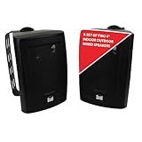Dual Electronics LU43PB 4" 3-Way High Performance Outdoor Indoor Wired Speakers | Effortless Set Up | Home, Pool, Patio, Garage Use | Weather Resistant | Expansive Stereo Sound Coverage | Black