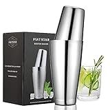 Plat Star Boston Cocktail Shaker Set, Weighted 28oz Unweighted 18oz Shaker Tins, 304 Stainless Steel Leak-Proof Drink Mixer Cup, Metal Bartender Tools for Home Bar & Commercial, Silver