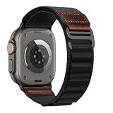 MRAIN-H Leather Design Compatible with Apple Watch Bands Ultra 3 2 1 (49mm) & Series 11 10 9 8 7 6 5 4 SE 3 2 1 (46mm 45mm 44mm), Soft Stretchy Nylon Sport Band for iWatch Men Women