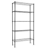 Amazon Basics 5-Shelf Adjustable Heavy Duty Steel Wire Rack Storage Shelving Organizer for Kitchen, Garage, 36" L x 14" W x 72" H, Black