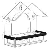 Clear Window Bird Feeder with 5 Extra Strong Suction Cups, DY-SKTY Sturdy and Durable Acrylic Birdfeeders for Viewing Wild Birds Outside, as a Bird Watching Gift, Outdoor Birdhouse Box, Garden Decor