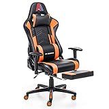AA Products Gaming Chair Ergonomic High Back Computer Racing Chair Adjustable Office Chair with Footrest, Lumbar Support Swivel Chair - BlackOrange