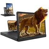 Big Screen Phone Magnifier,HD Screen Expander,Foldable Phone Stand with Screen Amplifier,Compatible with All Smartphones,Portable 3D Magnifying Screen for Elderly (14in)