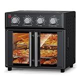 Extra Large French Door Air Fryer Toaster Oven Combo, 1700W Large Capacity French Double-Door Air Fryer Convection Toaster Oven, 14 Preset Menus, 7-in-1 Multi-Function (Black-2)