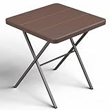 Folding Table, 27" Small Foldable Table No Assembly, Square Folding Card Table with Heavy-Duty Steel Frame, Portable Indoor Outdoor Tables for Camping, Patio, Picnic, RV, Dorm, Small Spaces