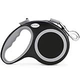 EC.TEAK Retractable Dog Leash 26 FT, Heavy Duty Dog Leash for Dogs up to 110lbs, Strong Nylon Tape No Tangle, One-Handed Brake, Pause, Lock, Perfect for Medium Large Dogs (Black, 26 FT(66-110 LBS))