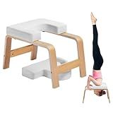 VEVOR Yoga Headstand Bench, 300 lbs Capacity Yoga Inversion Chair for Family Gym, Headstand Trainer with Wood Frame & PU Pad, Stand Yoga Stool for Strength Balance Training, Relieve Fatigue, White