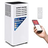 SereneLife Small Air Conditioner Portable 10,000 BTU with Built-in Dehumidifier - Portable AC unit for rooms up to 450 sq ft - WiFi app + Remote Control, Window Mount Exhaust Kit