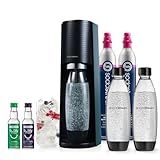 SodaStream - Terra Sparkling Water Maker | VALUE BUNDLE | CQC CO2 system | Includes 2x CO2 Cylinders, 3x 32 Fl Oz Dishwasher Safe Bottles, 2x Bubly Flavor Drops | Combine with Pepsi Flavors | Black