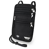 HERO Neck Wallet - RFID Blocking Passport Holder, Easy to Conceal Travel Pouch (Black)