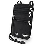 HERO Neck Wallet - RFID Blocking Passport Holder, Easy to Conceal Travel Pouch (Black)