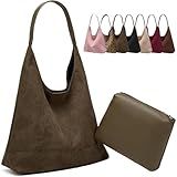 Gipvv Large Work Tote Bags for Women, 2025 Boho Slouchy Suede Purses Handbags (Green)