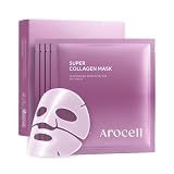 AROCELL Super Collagen Overnight Hydrogel Mask with Retinol, Stem Cell & Pure Atelo Collagen | Firming, Lifting, Plumping, Long-Lasting Glow | Korean Glass Skin Care | 43g x 4