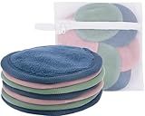 S&T INC. Makeup Remover Wipes for Skin Care, Reusable Makeup Wipes with Laundry Bag, Travel Essentials, Assorted Colors, 4 Inch Diameter, 7 Pack