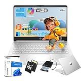 HP Student Business Laptop Computer - w/Microsoft Office Lifetime & External DVD Drive • 16GB RAM • 128GB UFS & 256GB Extend Micro SD • Intel 4-Core Processor • HD Display • Win11 Pro(Silver)