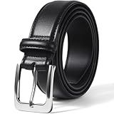 VATAN Men's Leather Dress Belts Handmade Classic Every Day Leather Belt with Prong Buckle for Men Work Business Casual (Black, 36 (Waist 34))