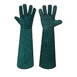 Welding Gloves for Men, Heat-Resistant Leather with Reinforced Palm, 23.6" Long Gauntlet Forearm Protection for TIG/MIG/Stick, Also for Animal Handling (Bite-Resistant) Cats/Dogs/Birds/Reptiles