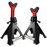 FITHOIST 6 Ton Jack Stands Heavy Duty 13,200 LBs, Car Jack Stands for Trucks with Double Pin Locking & Extra Rubber Pads, 15.6"-23.4" Adjustable for Garage, Home, Vehicle Lifting, 1 Pair Black+Red