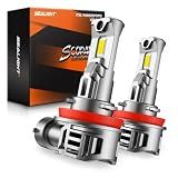 SEALIGHT H11/H9/H16 Bulbs, 50000LM 6500K Cool White H8 Fog Bulbs, 1:1 Mini Size, Powersports Accessory Lights with Fan, 3 Mins Plug-N-Play, Pack of 2
