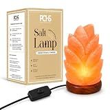POHS Leaf Shape 6 Inches, 4 lbs, 100% Authentic Natural Himalayan Pink Salt Lamp, Hand Crafted Wooden Base, with on & Off Switch