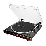 Audio-Technica AT-LP60X-BW Fully Automatic Belt-Drive Stereo Turntable, Brown, Hi-Fidelity, Plays 33-1/3 and 45 RPM Vinyl Records, Dust Cover, Anti-Resonance, Die-Cast Aluminum Platter
