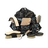 Weaver Equine Horse Grooming Kit, 7-Piece Horse Brush Set with Organizer Tote Bag, Hoof Pick, Comb, Sweat Scraper, Equine Tools for Daily Grooming, Insignia