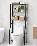 GloTika 3-Tier Over Toilet Storage Cabinet, No Drilling, 64" H, Black