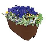 Emsco Group Bloomers Railing Planter with Drainage Holes – 24" Weatherproof Resin Planter – Brown, Plastic