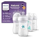 Philips Avent Natural Baby Bottles with Natural Response Nipples (Medium Flow, Flow 3), with Seahorse and Starfish Design, 9oz, 4-Pack, SCY903/68