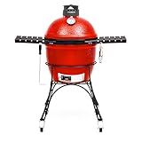 Kamado Joe Classic Joe Series II 18-inch Ceramic Charcoal Grill and Smoker with Cart, Side Shelves, Stainless Steel Grates and 250 Cooking Square Inches in Red, Model KJ-23RHC