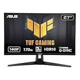 ASUS TUF Gaming 27" 2K HDR Monitor (VG27AQ1A) - QHD (2560 x 1440), IPS, 170Hz (Supports 144Hz), 1ms, Extreme Low Motion Blur, Speaker, G-SYNC Compatible, VESA Mountable, DisplayPort, HDMI,BLACK