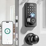 Ulecoce Keyless Entry Door Lock Built-in WiFi with Handle Set, Smart Lock with App Control, Electronic Keypad Deadbolt with Doorbell, One-time Code, Auto-Locking, Easy to Install
