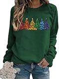 essential cocoon Women's Coloful Christmas Tree Sweatshirts Funny Xmas Graphic Long Sleeve Holiday Pullover Family Matching Winter Sweaters(M,G-Green)