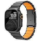 Titanium Band Compatible with Apple Watch Ultra 3/2/1 Band 49mm For iwatch Series 11 10 46mm 45mm 44mm 42mm SE 3/2/1 9 8 7 6 5 4 Men Women,Rubber Lining With Stainless Steel Buckle,BlackOrange