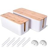 Naeety 2Pack Cable Management Box,Wooden Style Cord Organizer Cord Hide Box