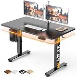 Veken 47.2" Standing Desk, Adjustable Height Office Desk with Wood Desktop, Computer Table for Home Work, Study and Gaming, Small Spaces, Modern Furniture, Black