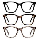 AIMISUV Reading Glasses for Women Men - Blue Light Blocking Magnifying Readers,Oprah Square Anti-Glare Computer Eyeglasses(3Pack,1.5X)