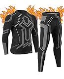 MEETWEE Seamless Thermal Underwear Set for Men, Long Johns Base Layer Winter Ski Hunting Gear for Mens Gifts, Heated Bottom Top Pants M-XXL Gray