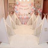 6 Pack Teepee Tent for Kids Sleepover Party Indoor Play Gift Set, Washable & Foldable Toddler Slumber Party Tents for Girls & Boys, White