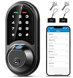 Veise Smart Lock, Fingerprint Door Lock, 7-in-1 Keyless Entry Door Lock with App Control, Electronic Touchscreen Keypad, Smart Deadbolt, Biometric Smart Locks for Front Door, Matte Black