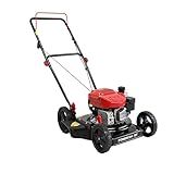 PowerSmart EasyCut 18-Inch Gas Lawn Mower, 144cc OHV Engine, Durable Steel Deck, Walk-Behind Push Mower with Side Discharge, 5-Position Height Adjustment, Lightweight Design for Small Yard