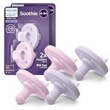 Philips Avent Soothie Baby Pacifiers - 100% Silicone Pacifiers for Babies 0-3 Months, One-Piece Design, BPA-Free, Extra Durable, Lilac and Pink, 4 Pack, Model SCF190/70