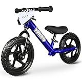 KRIDDO Toddler Balance Bike 2 Year Old, Age 18 Months to 5 Years Old, 12 Inch Push Bicycle with Customize Plate (3 Sets of Stickers Included), Steady Balancing, Gift Bike for 2-3 Boys Girls, Blue