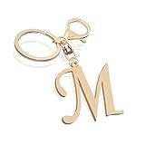 Suweibuke Cute Stainless Steel Gold Initial Letter Keychain for Women Girl, Charms for Key Handbag Backpack Bag, Personalized Gift (Gold-M)